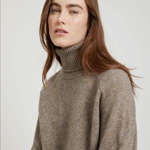 Yak Wool Mockneck Sweater in Taupe Melange